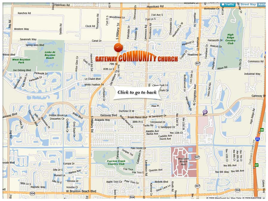 Map to Gateway Community Church of South Florida